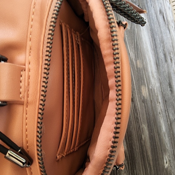 RACHEL Rachel Roy Peach Backpack with Buckke & Chain And Pockets Galore! - Picture 7 of 16